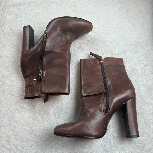 Schutz Brown Leather Ankle Boots Size 6.5/37 - Picture 3 of 7